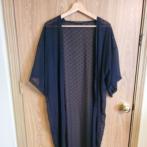 Banana Republic Factory, Short Sleeve Sheer Black Polka Dot Kimono